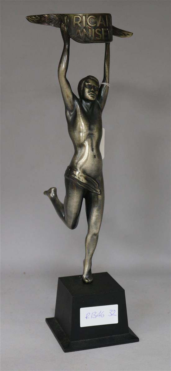 A silvered bronze publicity statue